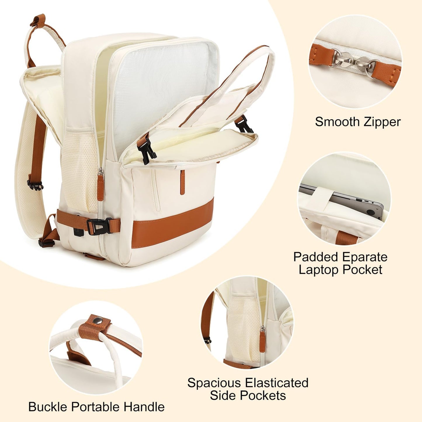 OTW Travel Backpack 35L Large Front Flip (Cream Brown)